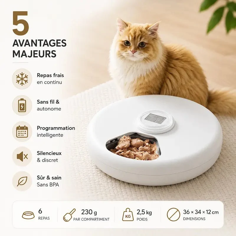 Distributeur automatique croquette 6 repas | Petiplan