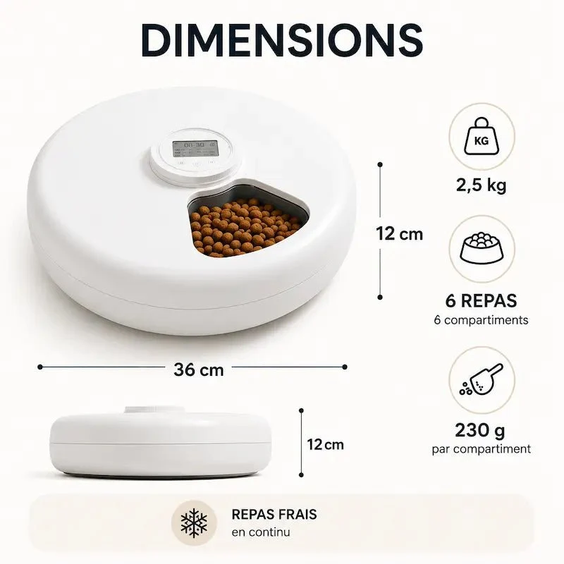 Distributeur automatique croquette 6 repas | Petiplan