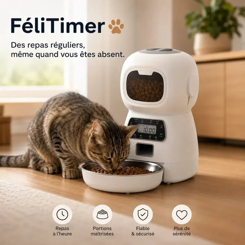 Distributeur croquettes chat programmable – Zéro oubli | FéliTimer