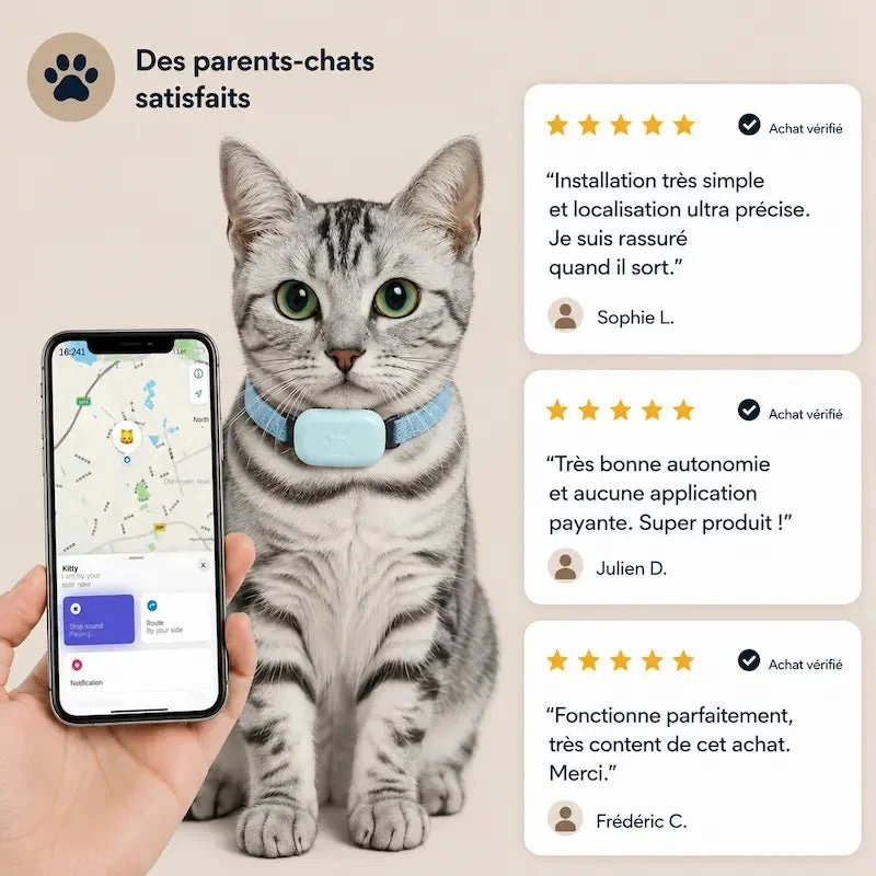 Collier de localisation pour chat - Zéro fugue | Trakomi