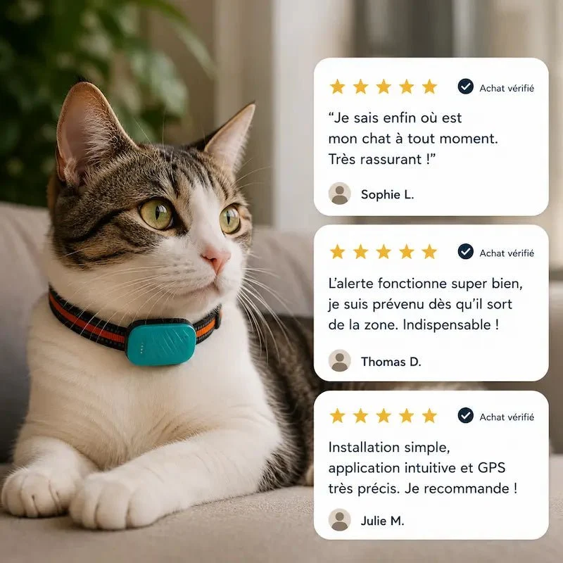 Collier traceur GPS pour chat - Zéro fugue | Pawlineo