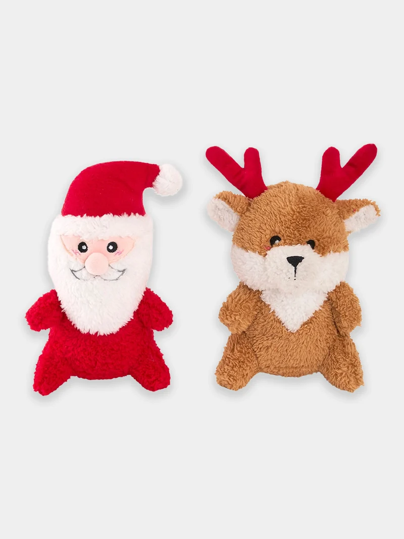 Duo de peluches pour chien - Cheeky Chumz - Père Noël 🎅 et Rennes