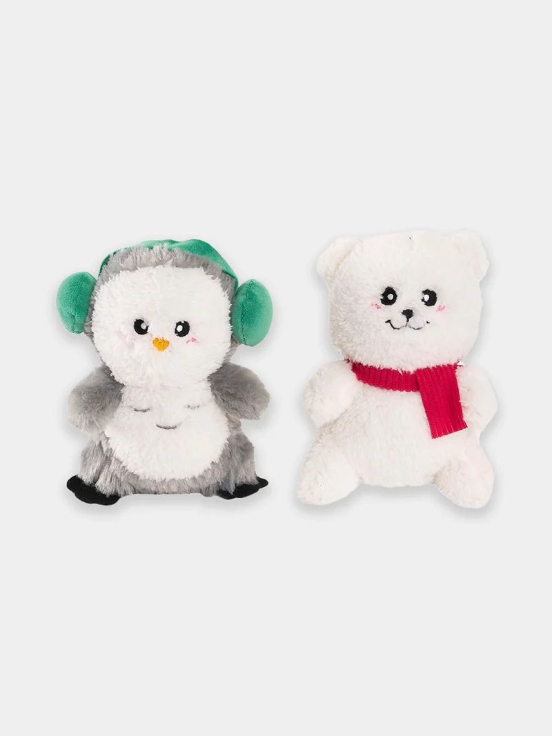 Duo de peluches pour chien - Cheeky Chumz - Ours et Bonhomme de neige