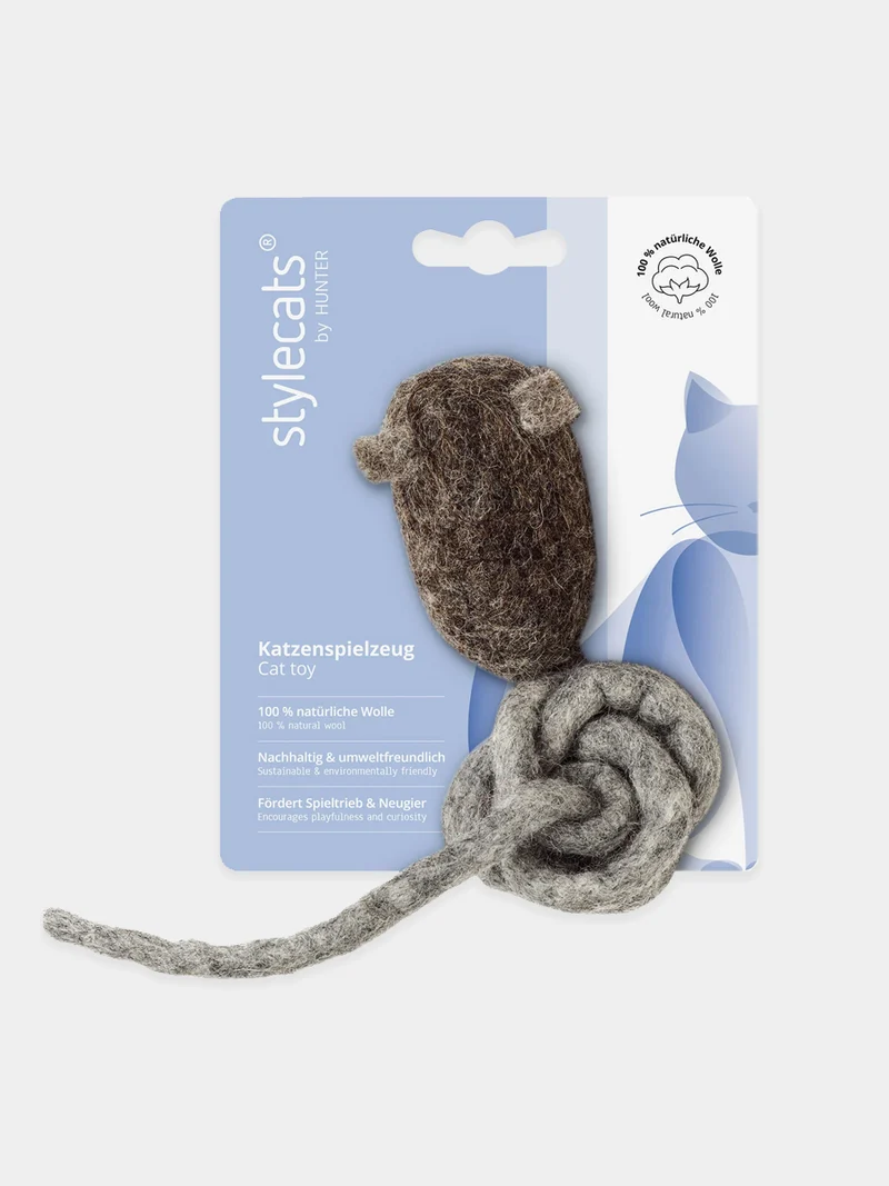 Jouet pour chat en laine - Souris avec ficelle 🐁 - Hunter stylecats