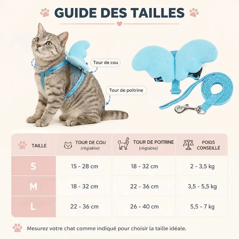 Harnais chat avec ailes - Style ange | AngelCat