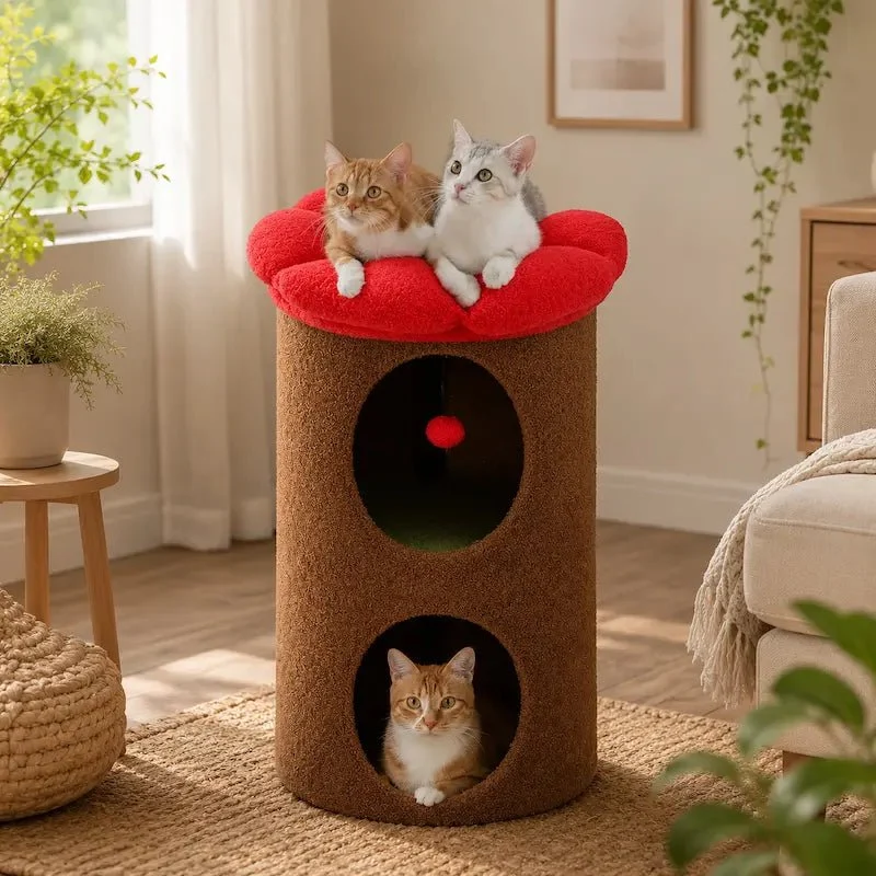 Arbre à chat tonneau - Cachette cosy | Pawbarrel
