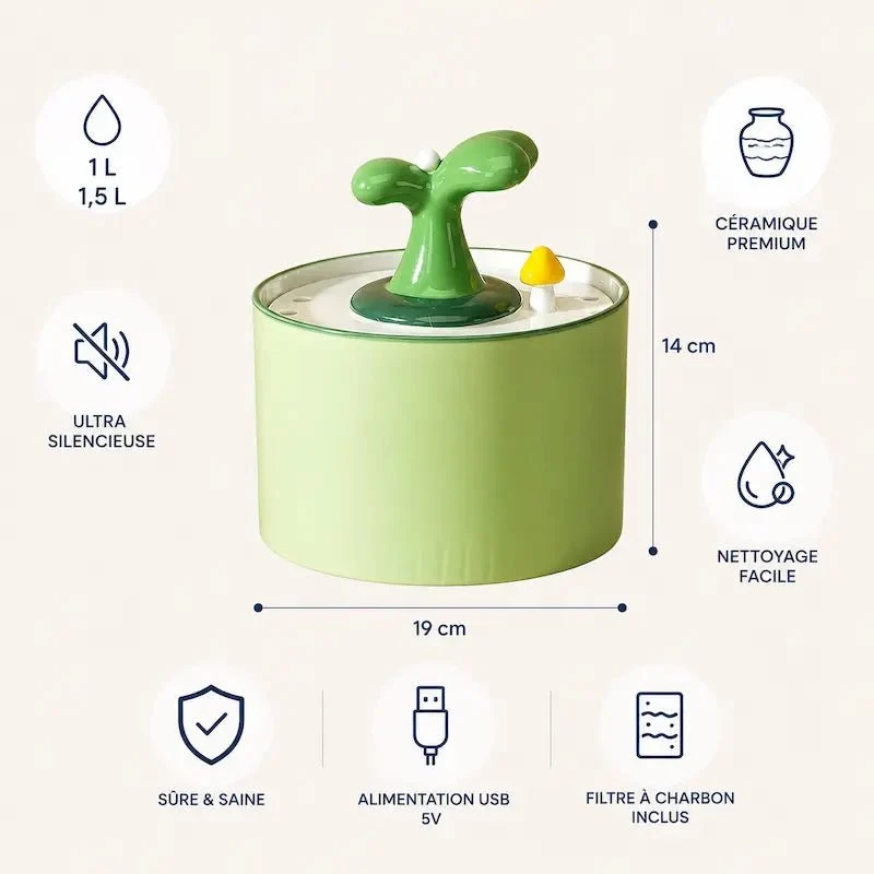 Fontaine à eau pour chat ultra silencieuse céramique | ZenCeram