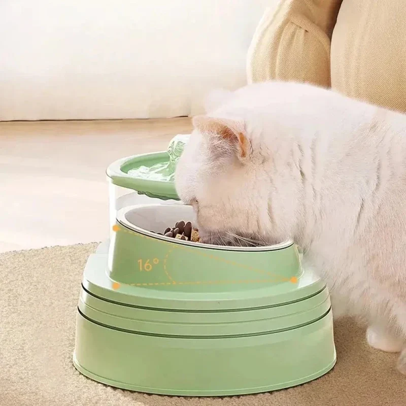 Fontaine eau & croquettes chat - 2-en-1 pratique | DuoFlow