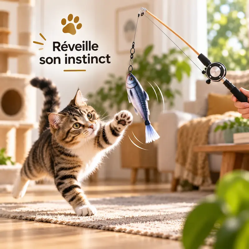 Canne à pêche pour chat - Dépense & complicité | FelinJoy