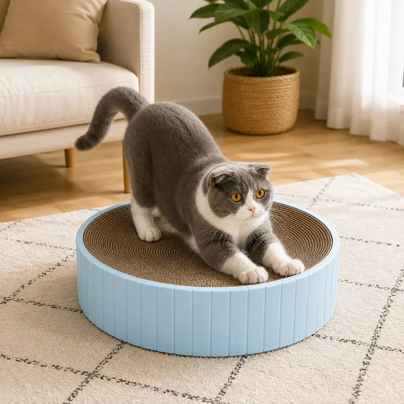 Griffoir rond chat - Griffage naturel | RoundScratch
