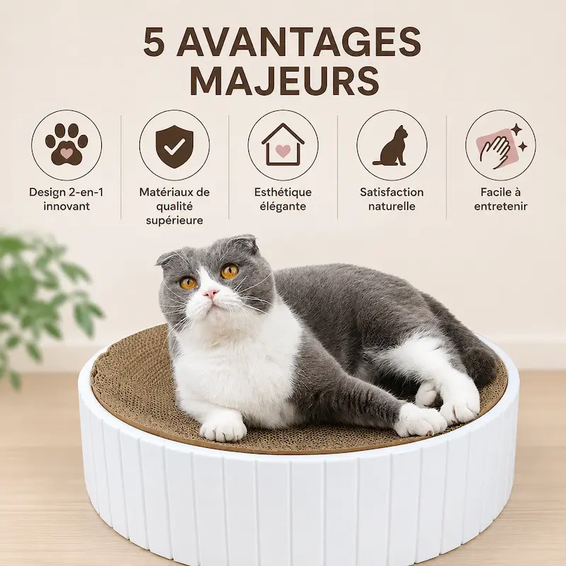 Griffoir rond chat - Griffage naturel | RoundScratch