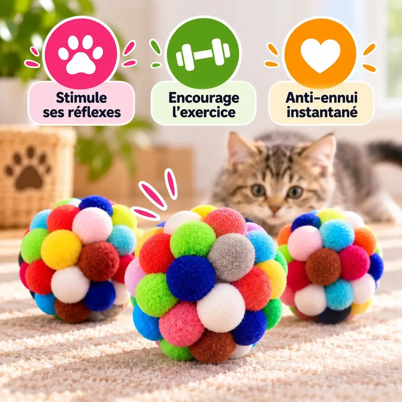 Balle pour chat colorée – Anti-ennui instantané | JoyCat