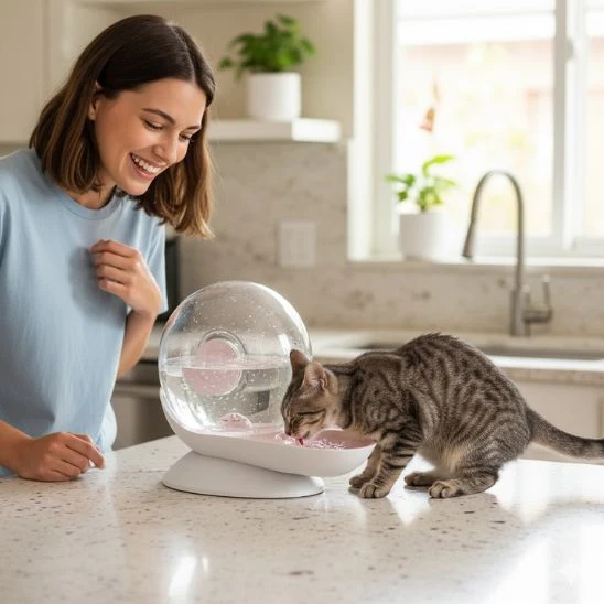 distributeur eau chat escargot