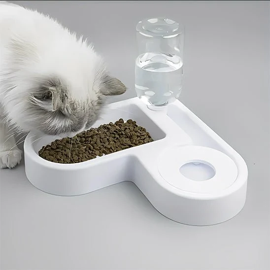 distributeur à croquette et eau angle bowl