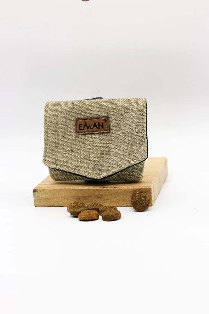 Pochette à friandises chiens velours lin - Bracelet balade