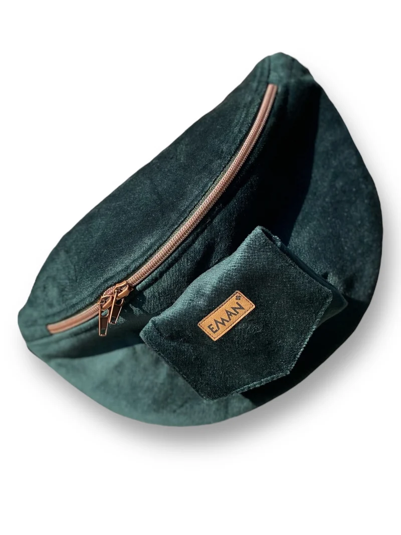 Banane - pochette friandises chien - ensemble matchy matchy velours vert