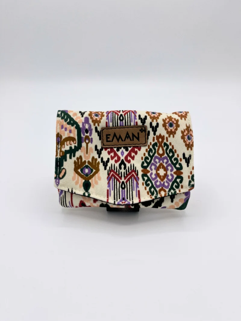 Pochette à friandises pour chiens - Bracelet de balade - Modèle Batik sable