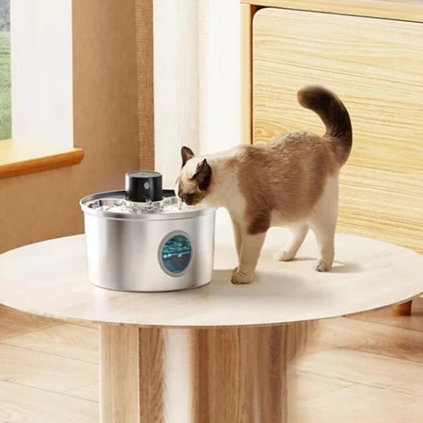FONTAINE A EAU POUR CHAT - SANS FIL INOX - AquaPurr™