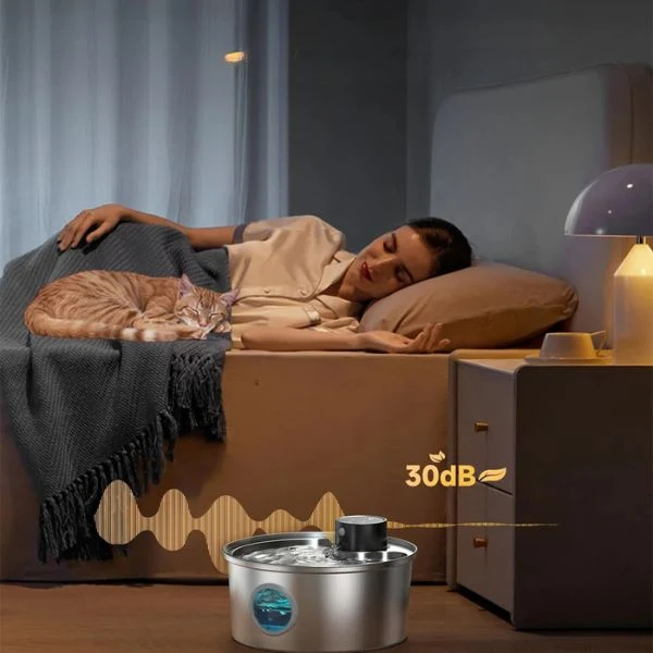 FONTAINE A EAU POUR CHAT - SANS FIL INOX - AquaPurr™