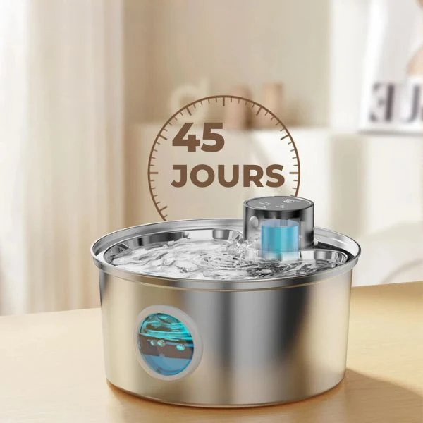 FONTAINE A EAU POUR CHAT - SANS FIL INOX - AquaPurr™