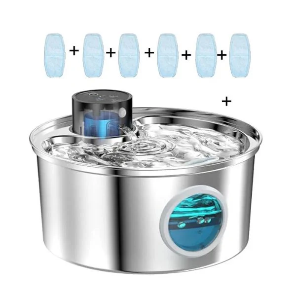 FONTAINE A EAU POUR CHAT - SANS FIL INOX - AquaPurr™