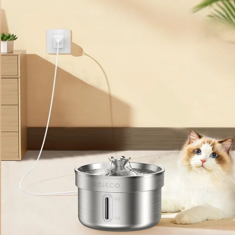 Fontaine à eau chat design fleur inox - ROJECO