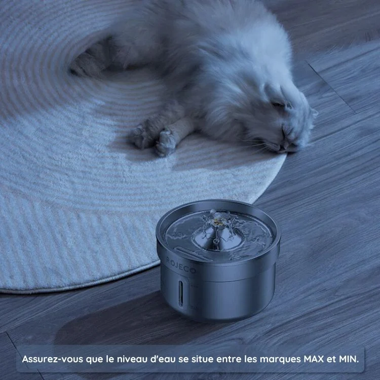 Fontaine à eau chat design fleur inox - ROJECO