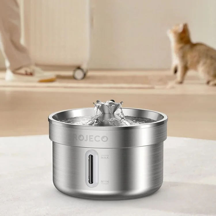 Fontaine à eau chat design fleur inox - ROJECO