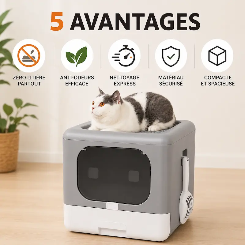 Maison de toilette chat cube - Nettoyage facile | CozyBox