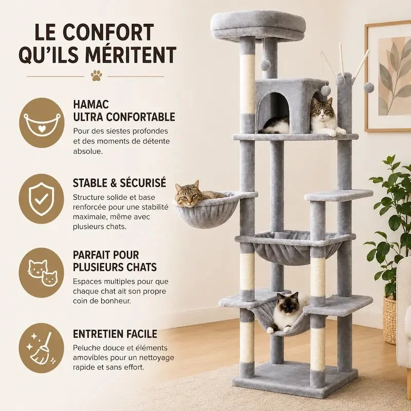 Arbre à chat avec hamac - Repos garanti | Féliko