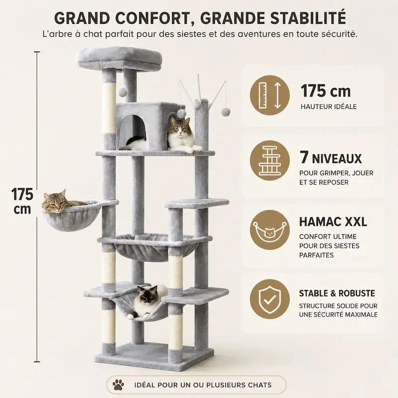 Arbre à chat avec hamac - Repos garanti | Féliko