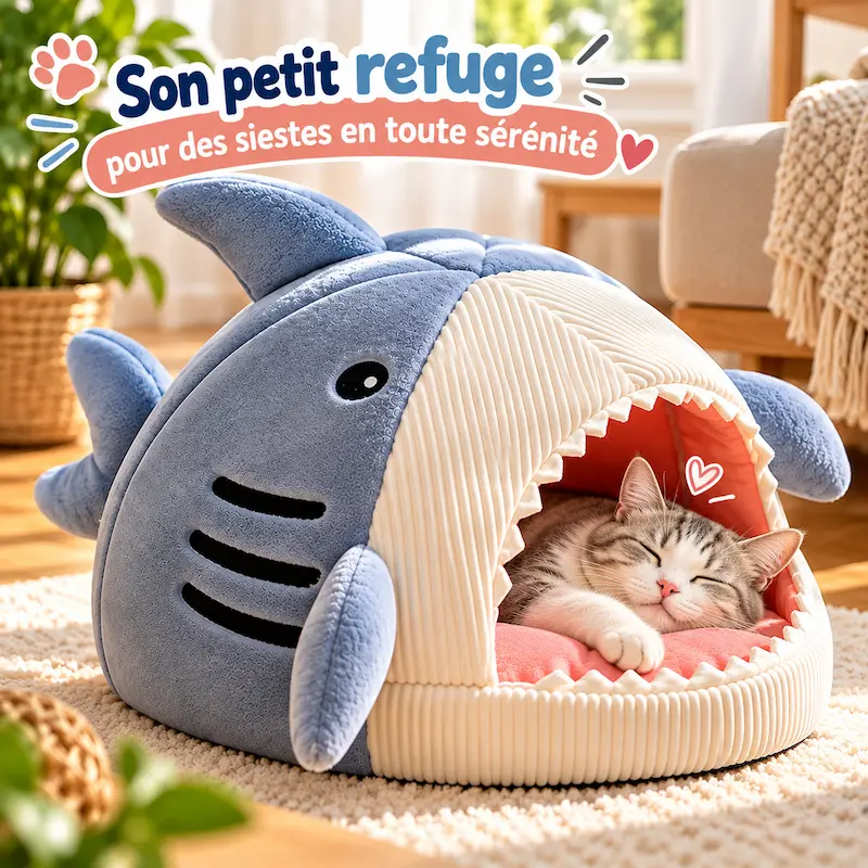 Lit requin pour chat - Confort douillet et repos cosy | SharkNest