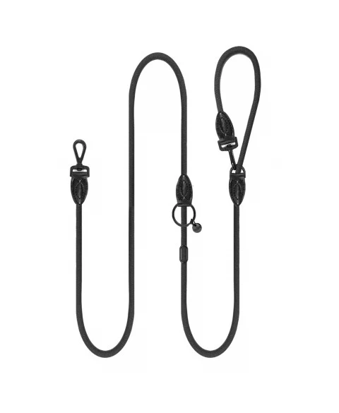 Laisse chien multipositions corde noire Driver - Milk and Pepper