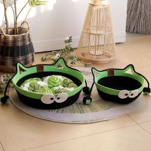 panier pour chat tissé main