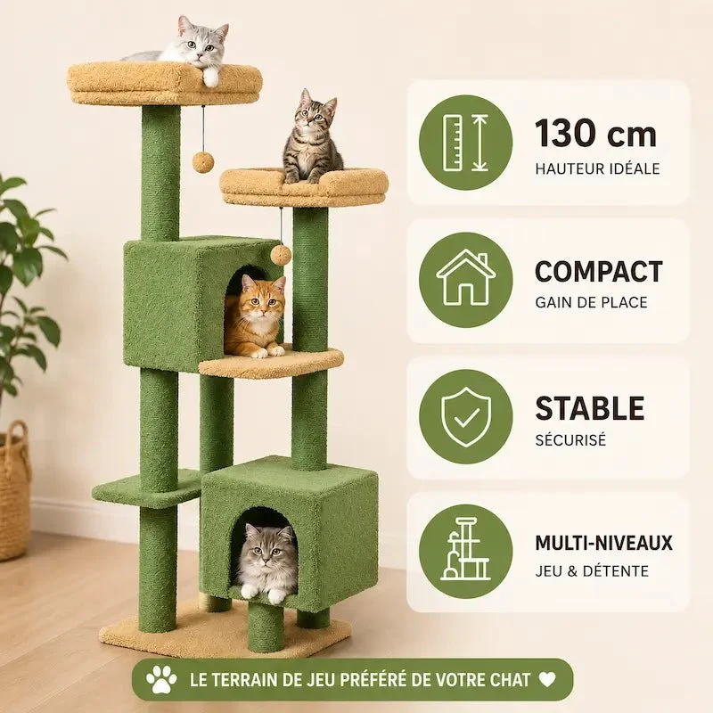 Arbre à chat 130 cm - Stable & spacieux | Felikit