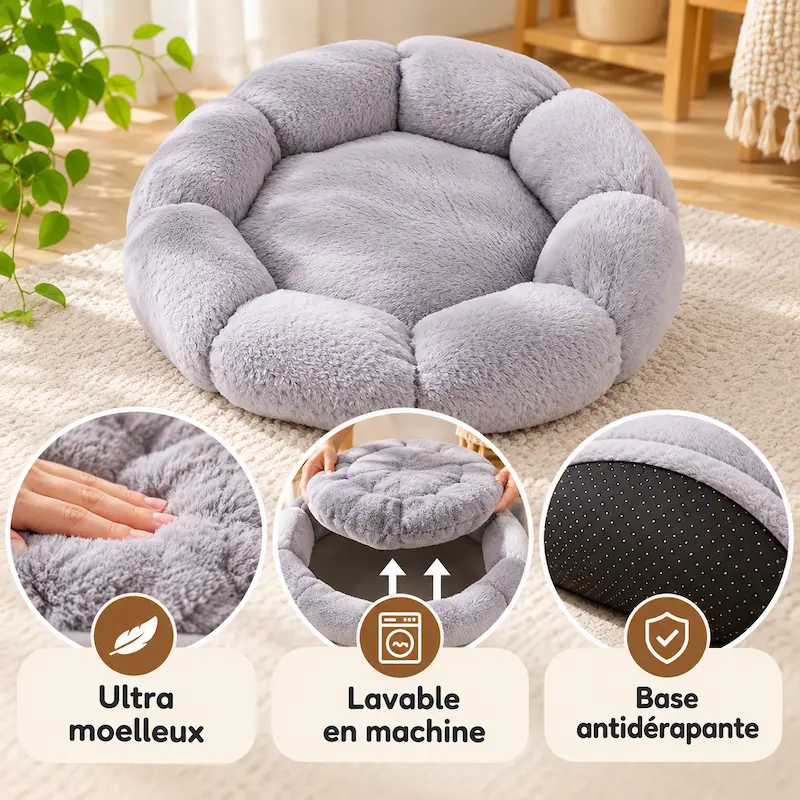 Panier chat forme fleur - Confort absolu | PetalNes
