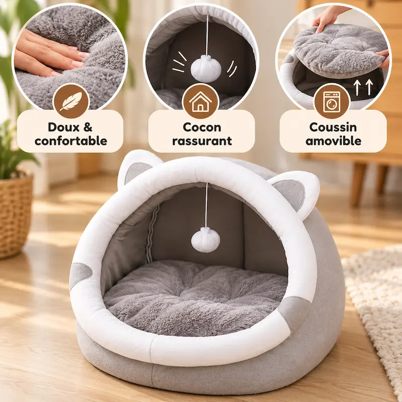 Panier fermé pour chat - Refuge calme et cosy | CozyHide