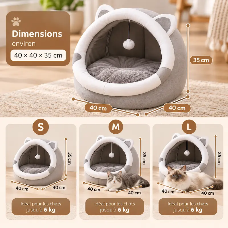 Panier fermé pour chat - Refuge calme et cosy | CozyHide