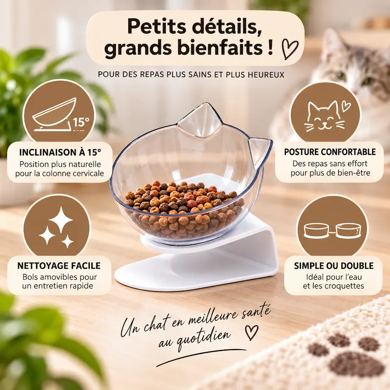 Gamelle inclinée pour chat - Posture idéale et confort | EasyTilt