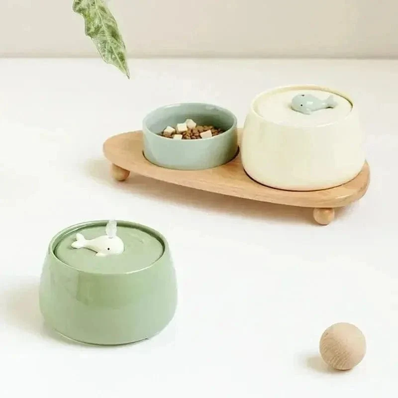 Fontaine à eau céramique chat - Design & pureté | CeramiFlow