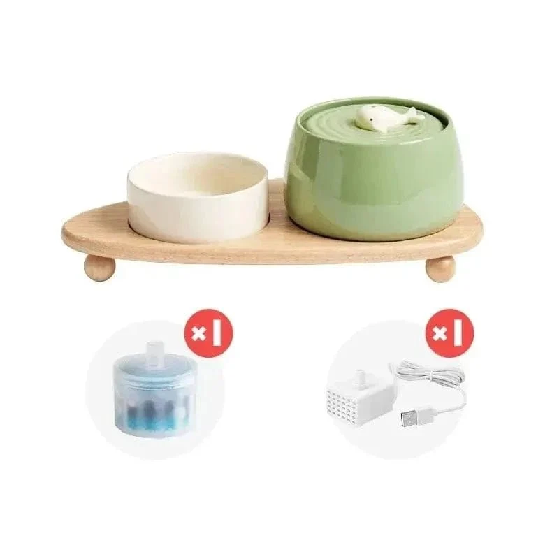 Fontaine à eau céramique chat - Design & pureté | CeramiFlow
