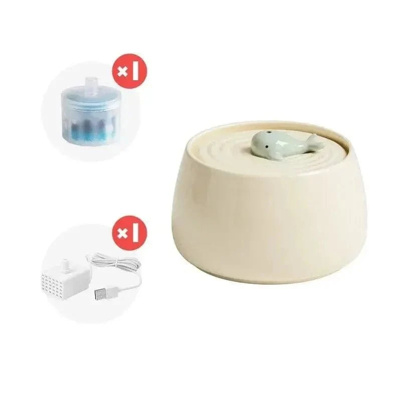 Fontaine à eau céramique chat - Design & pureté | CeramiFlow