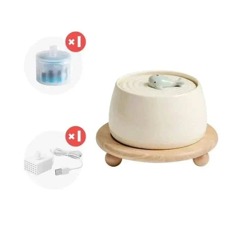 Fontaine à eau céramique chat - Design & pureté | CeramiFlow