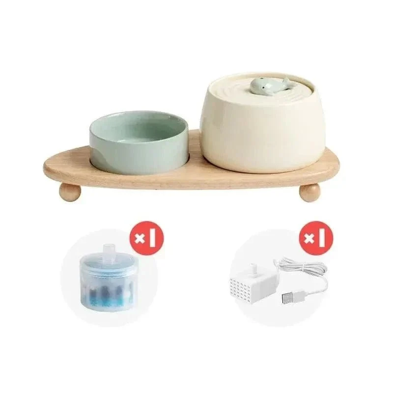 Fontaine à eau céramique chat - Design & pureté | CeramiFlow