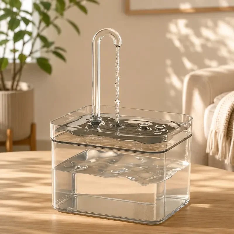 Fontaine à eau chat transparente – Niveau visible | ClearFlow