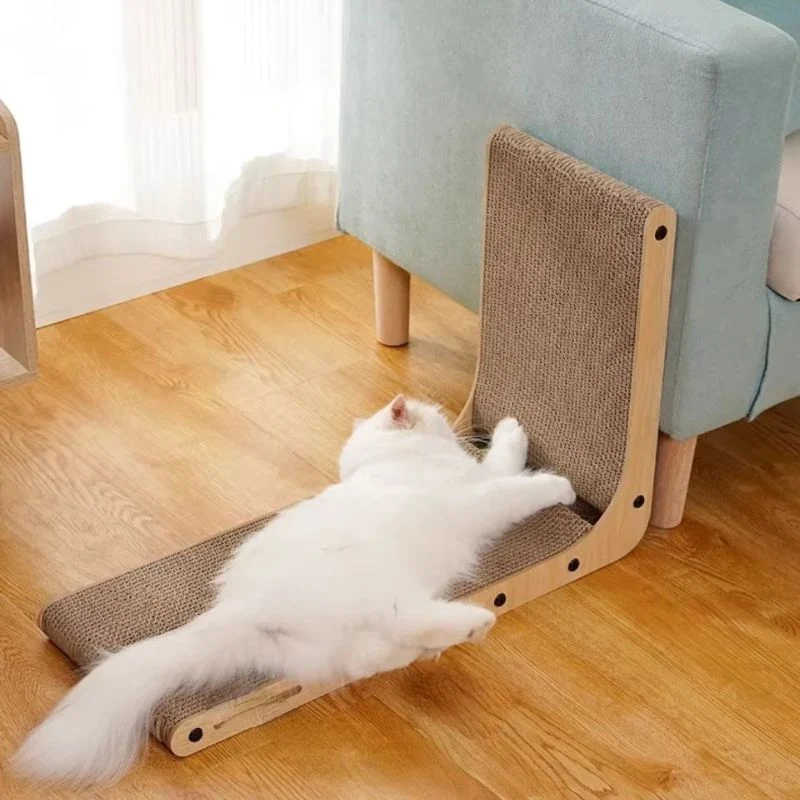 Griffoir chat - En carton design en L