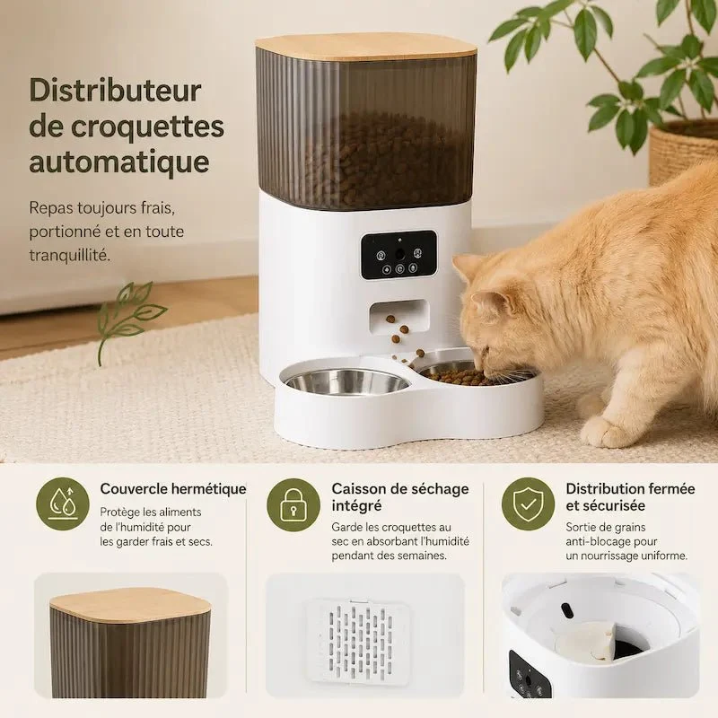 Distributeur de croquettes pour chat avec caméra | Petivue