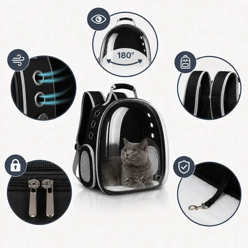 Sac à dos bulle chat – vue à 180° | BubblePaw