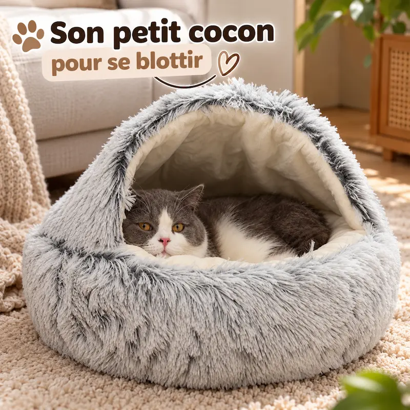 Panier rond pour chat - Peluche douce - | CuzyNest