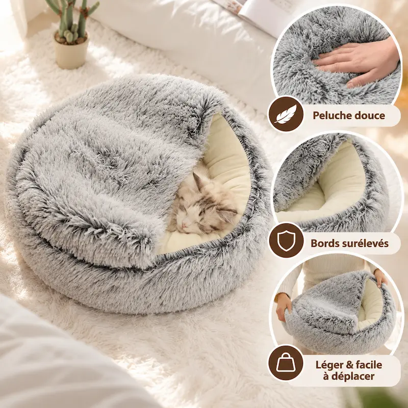 Panier rond pour chat - Peluche douce - | CuzyNest